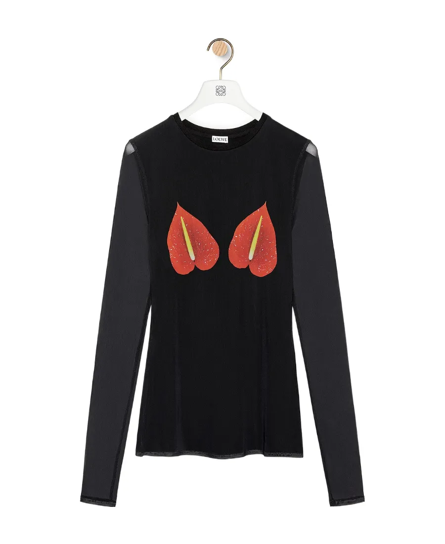 Anthurium Semi Sheer Mesh Top