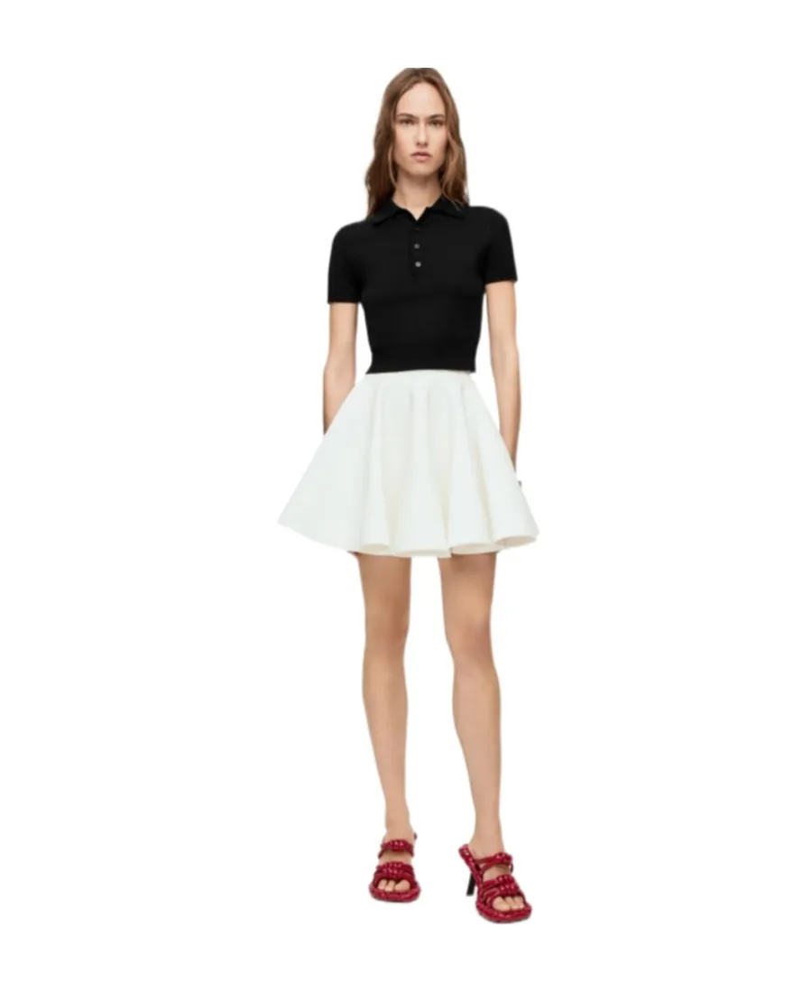 Cropped Polo Sweater In Silk