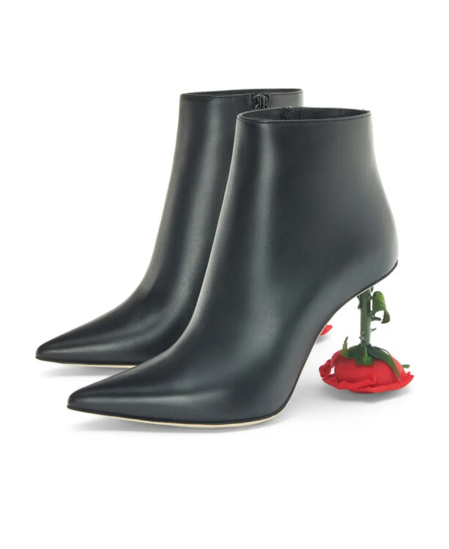 Rose Heel Boot In Calfskin