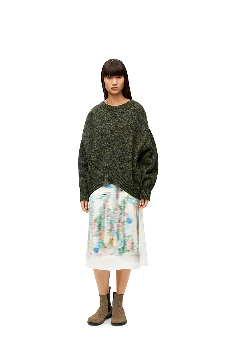 Paint Brush Effect Midi Skirt