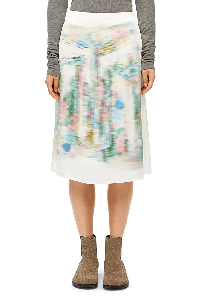 Paint Brush Effect Midi Skirt