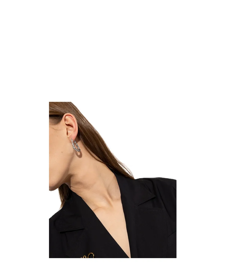Engraved-Logo Detail Hoop Earrings