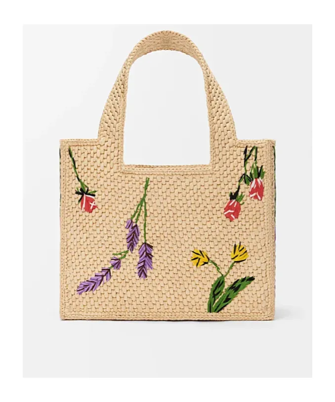 Small Loewe Font Tote In Raffia