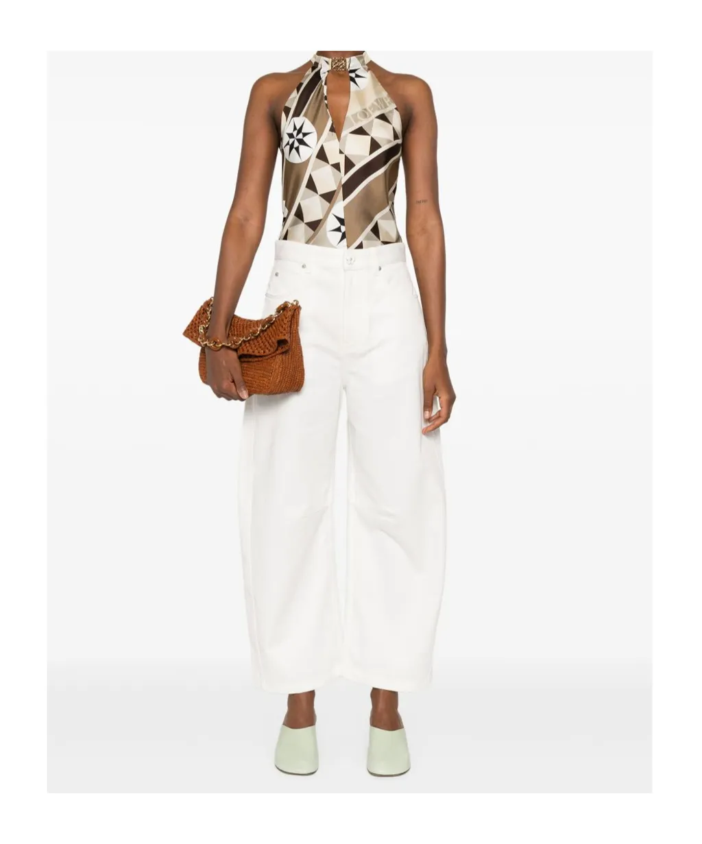 Logo Patch Wide Leg Jeans