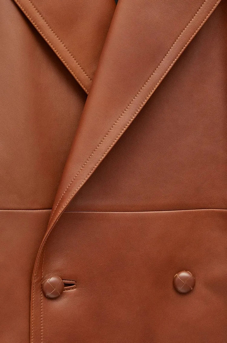 Double-Breasted Coat In Nappa Lambskin