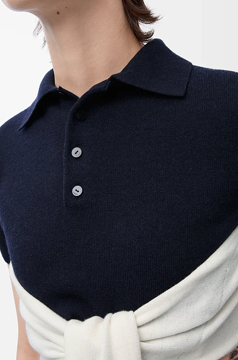 Open Back Polo Sweater