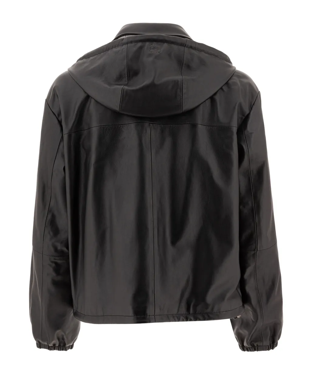 Leather Hooded Jacket
