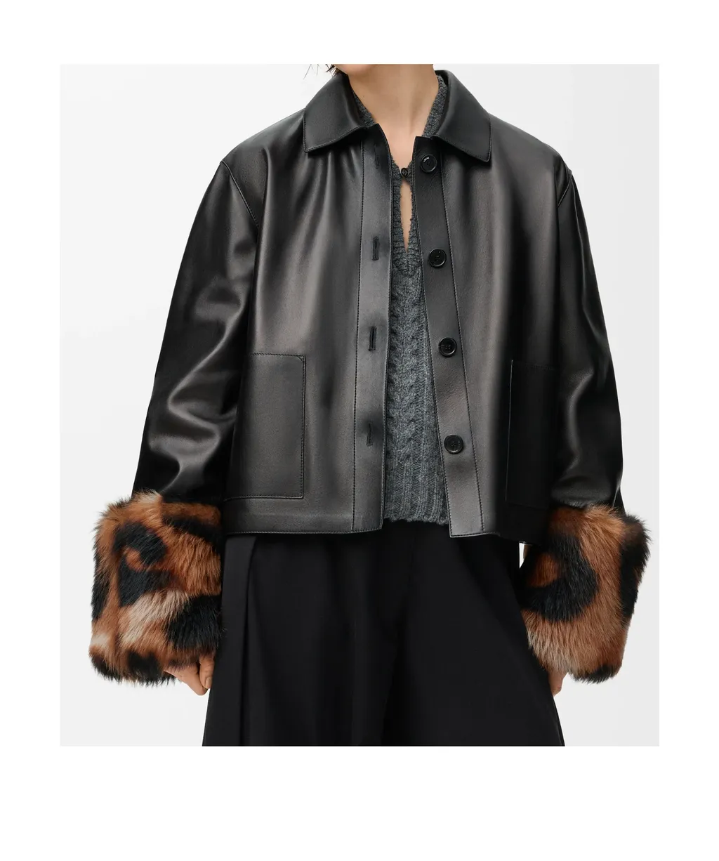 Fur-Trim Leather Jacket