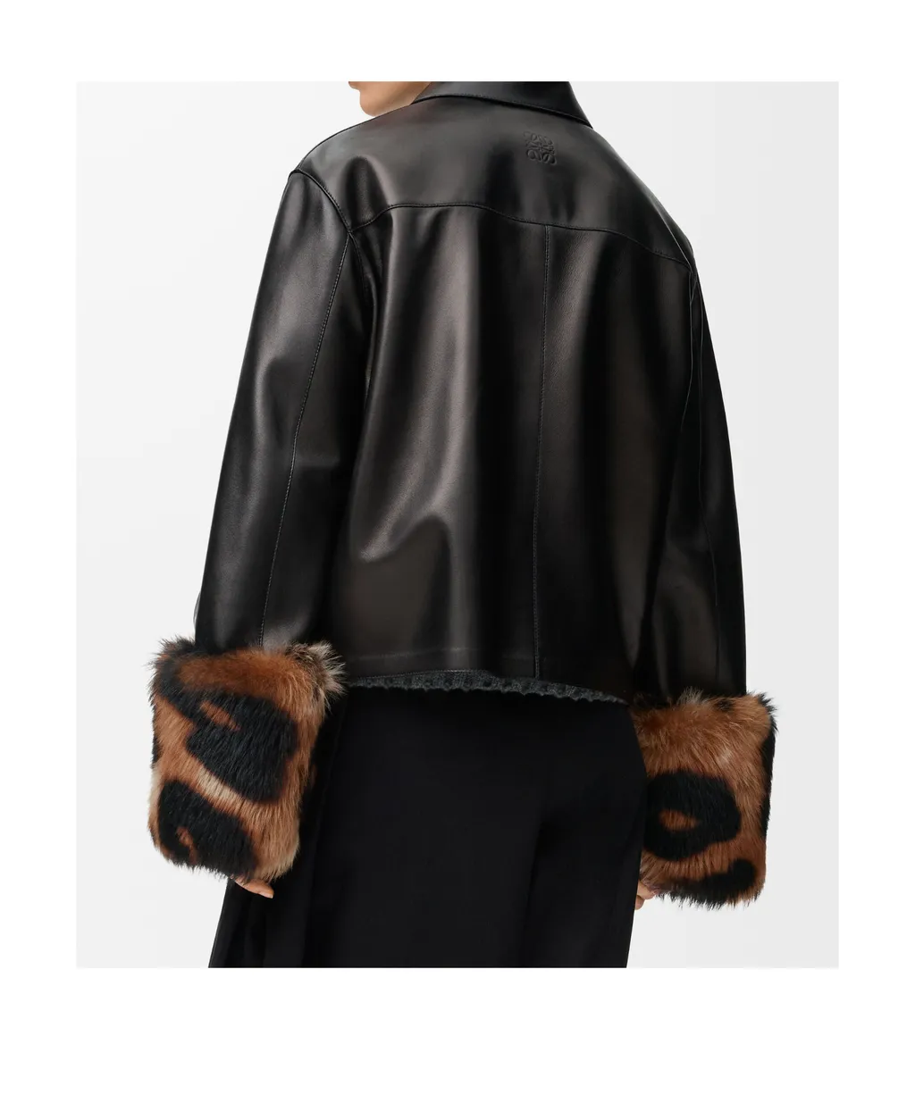 Fur-Trim Leather Jacket