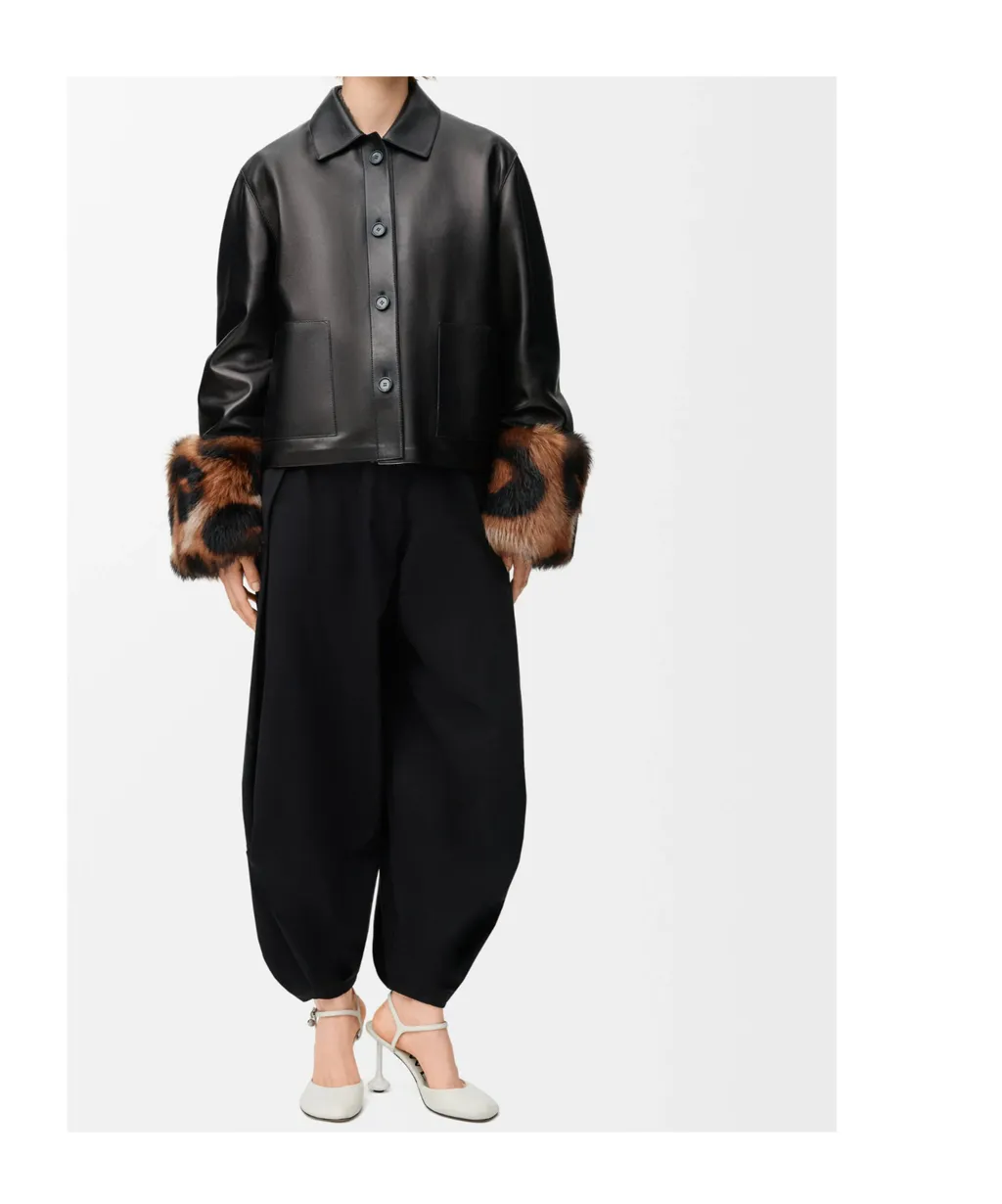 Fur-Trim Leather Jacket