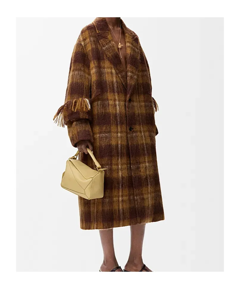Plaid Fringed Coat