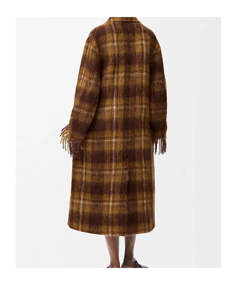Plaid Fringed Coat