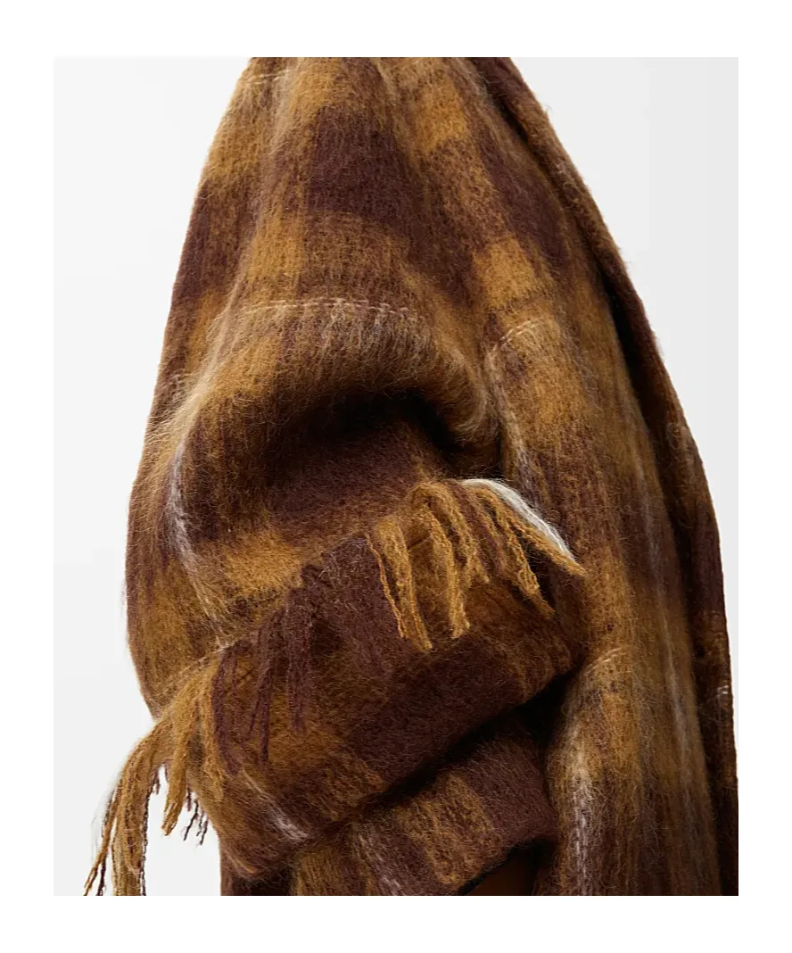 Plaid Fringed Coat