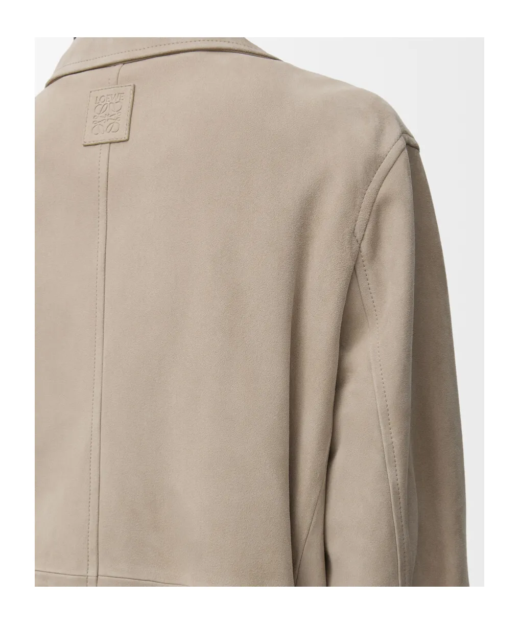Belted Jacket In Suede Goatskin
