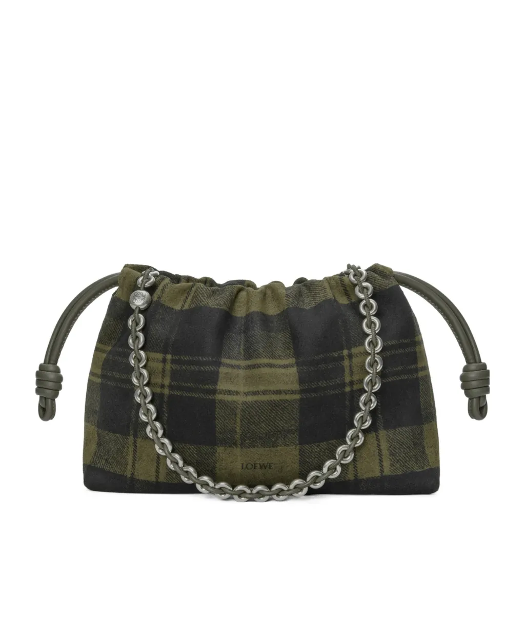 Medium Flamenco Purse In Tartan Suede