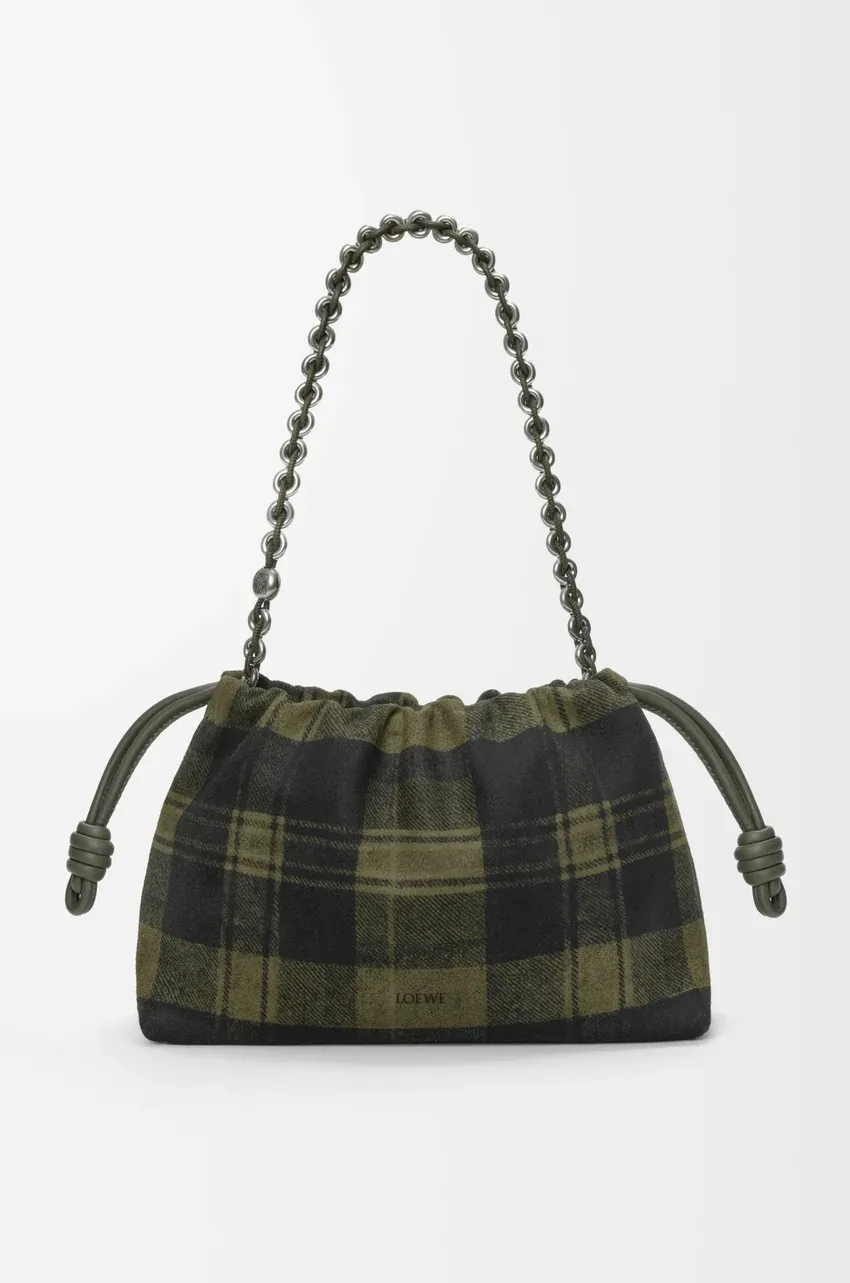 Medium Flamenco Purse In Tartan Suede