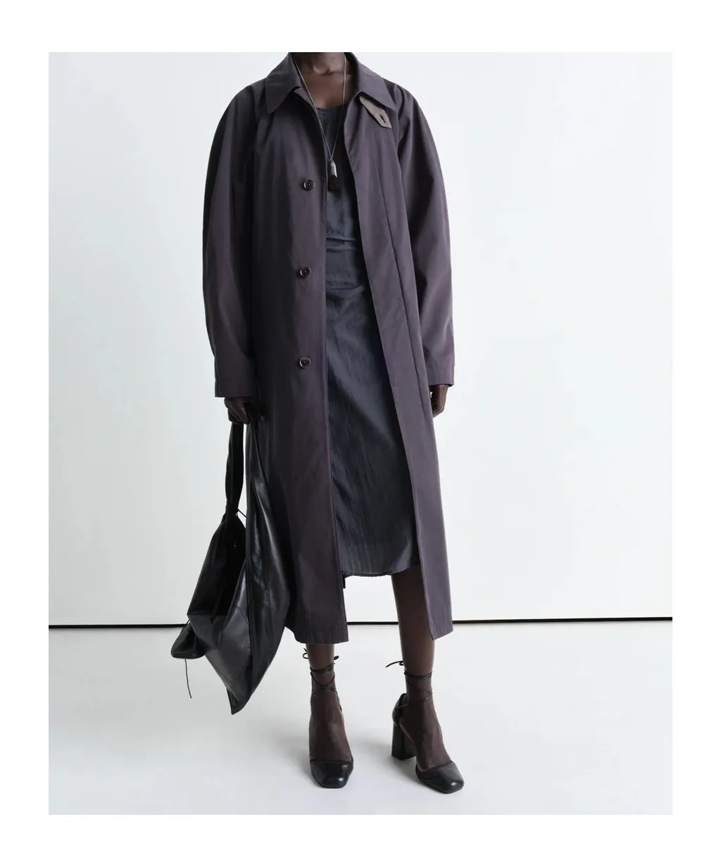 Button-Front Raglan-Sleeve Coat