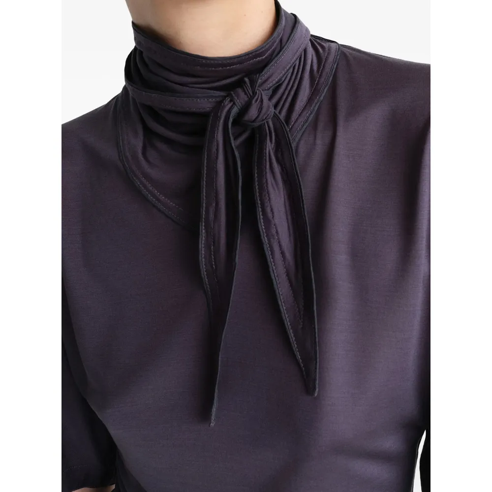 Short Sleeved Scarf Detailed Blouse