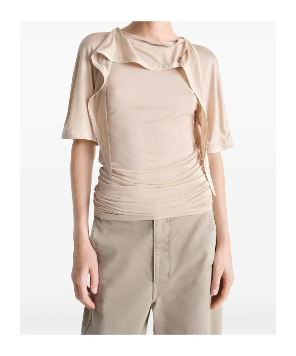 Short Sleeve Scarf Blouse