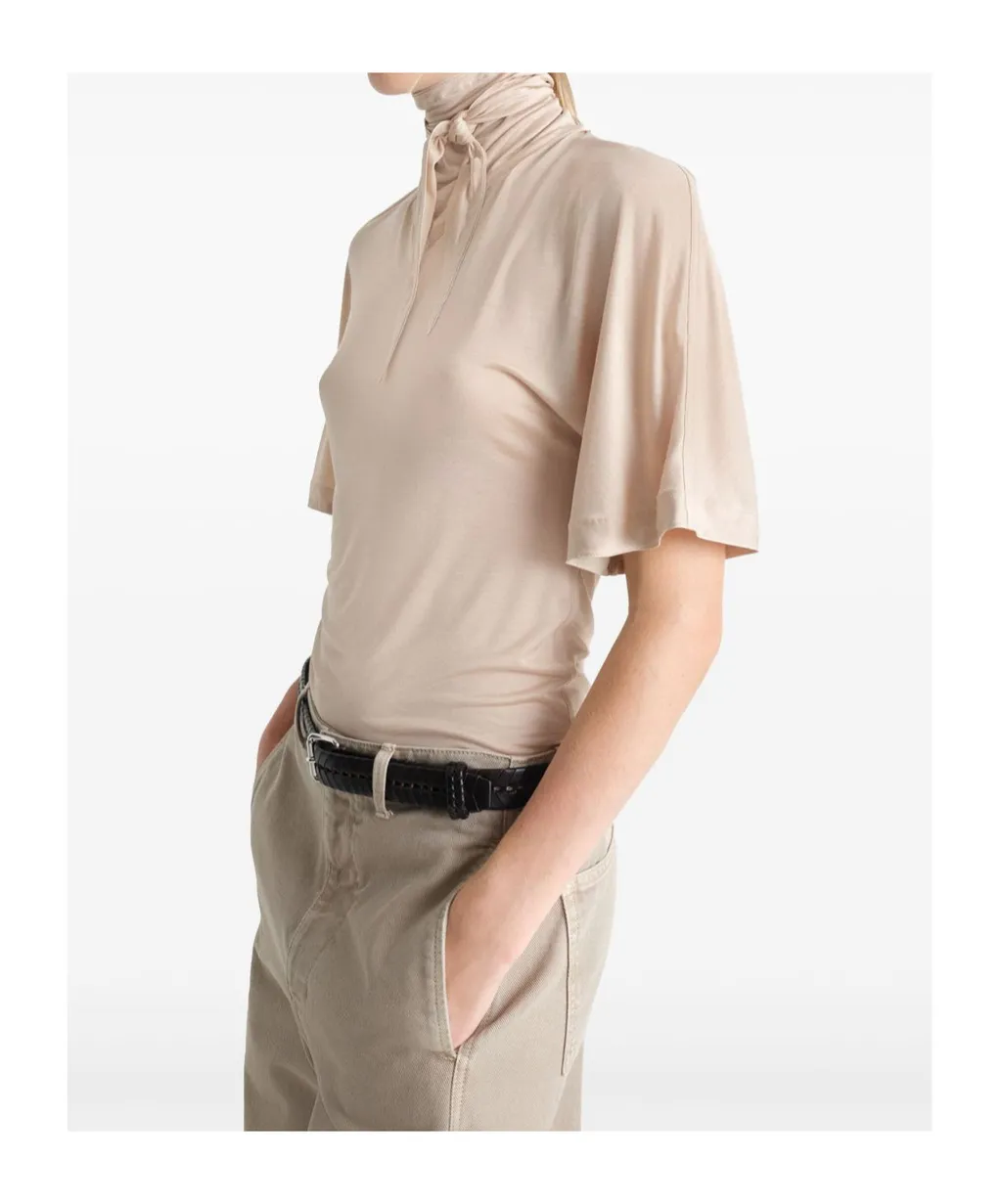 Short Sleeve Scarf Blouse