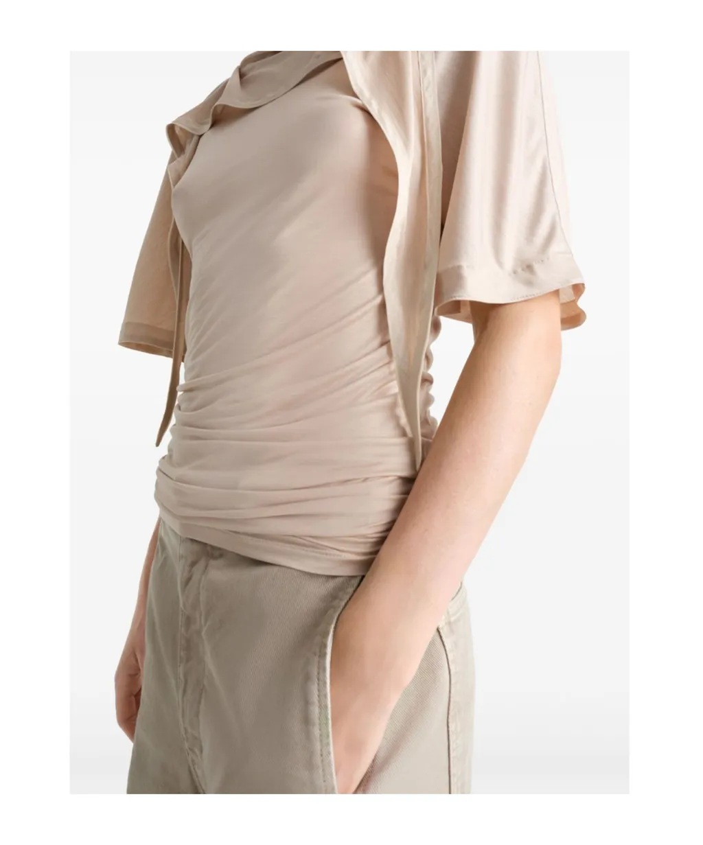 Short Sleeve Scarf Blouse