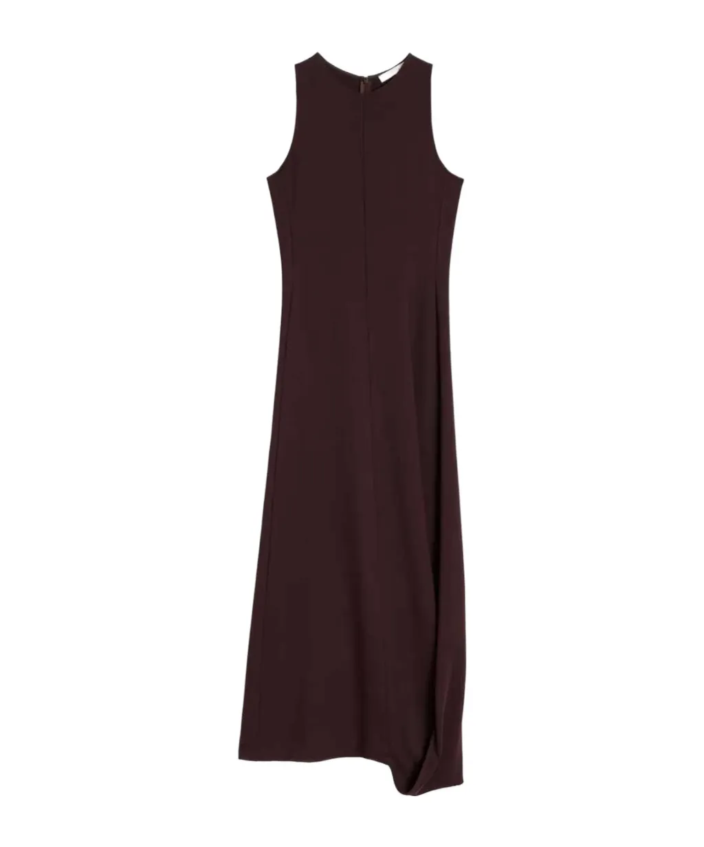Twisted-Hem Sleeveless Midi Dress