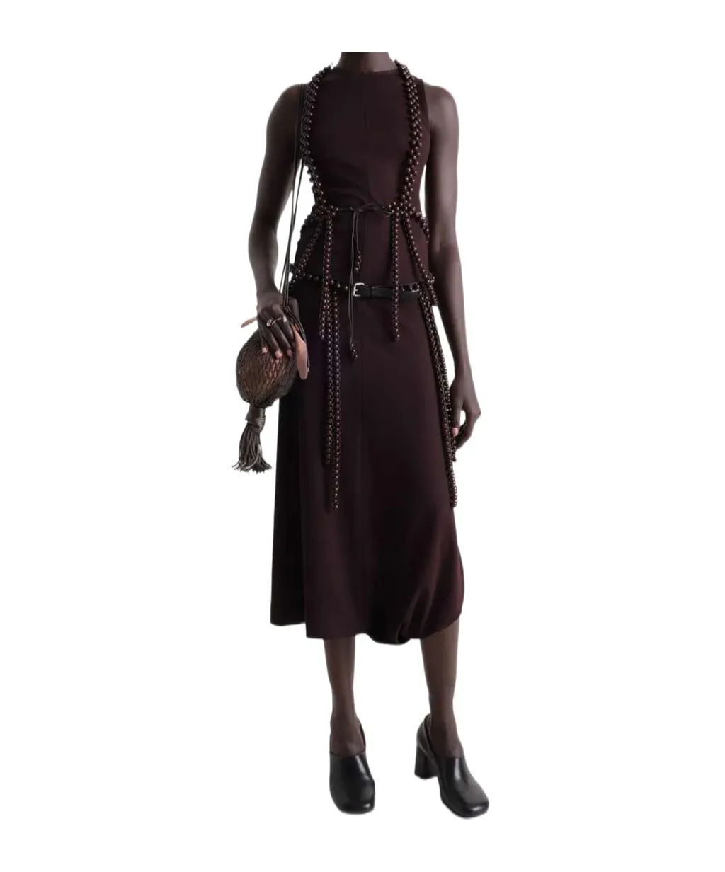 Twisted-Hem Sleeveless Midi Dress