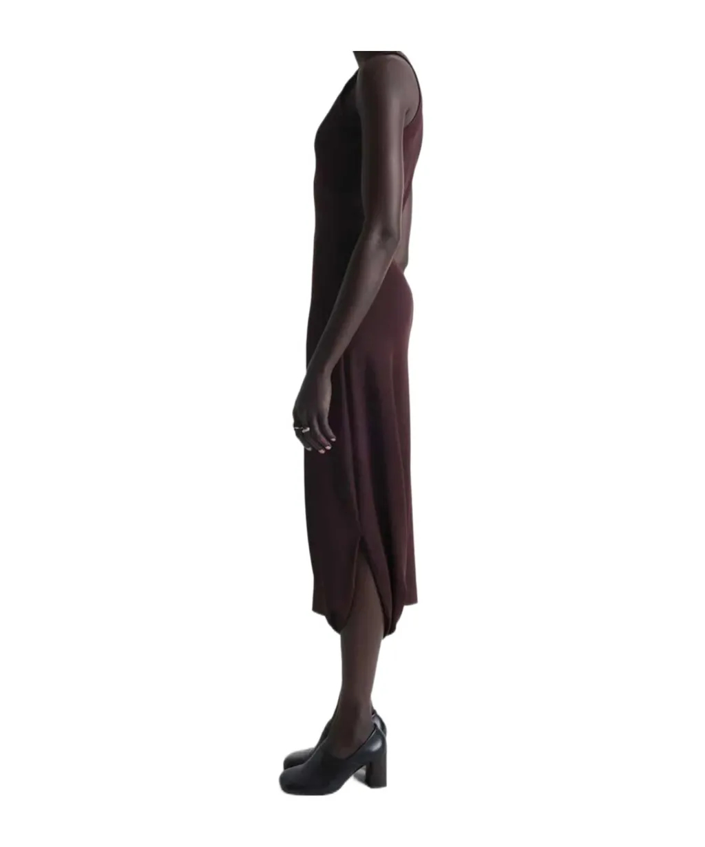 Twisted-Hem Sleeveless Midi Dress