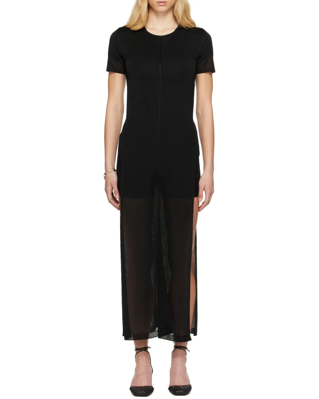 Round-Neck Side-Slit Maxi Dress