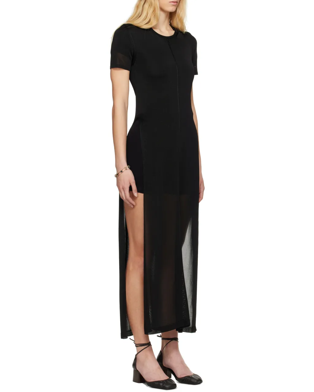Round-Neck Side-Slit Maxi Dress