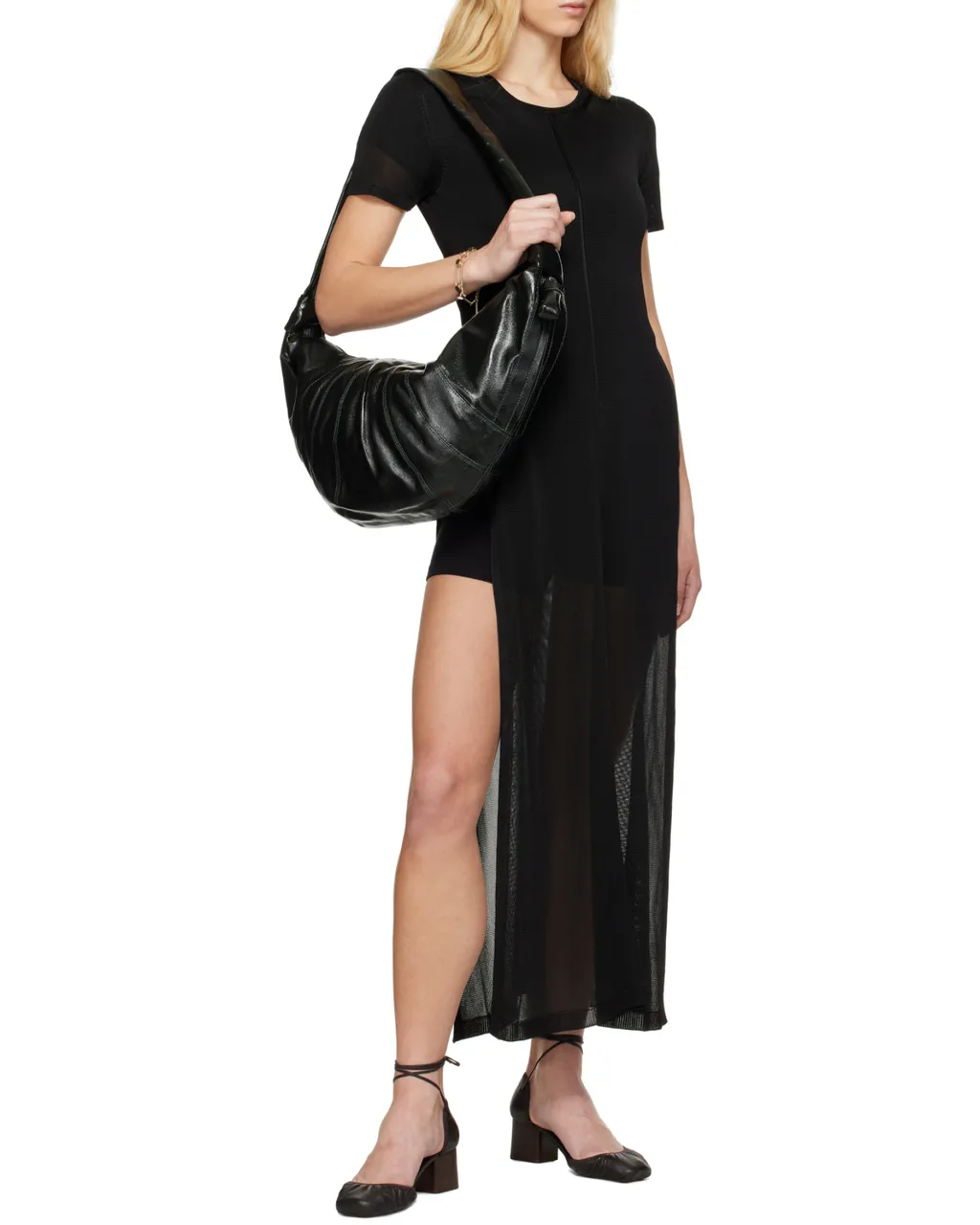 Round-Neck Side-Slit Maxi Dress