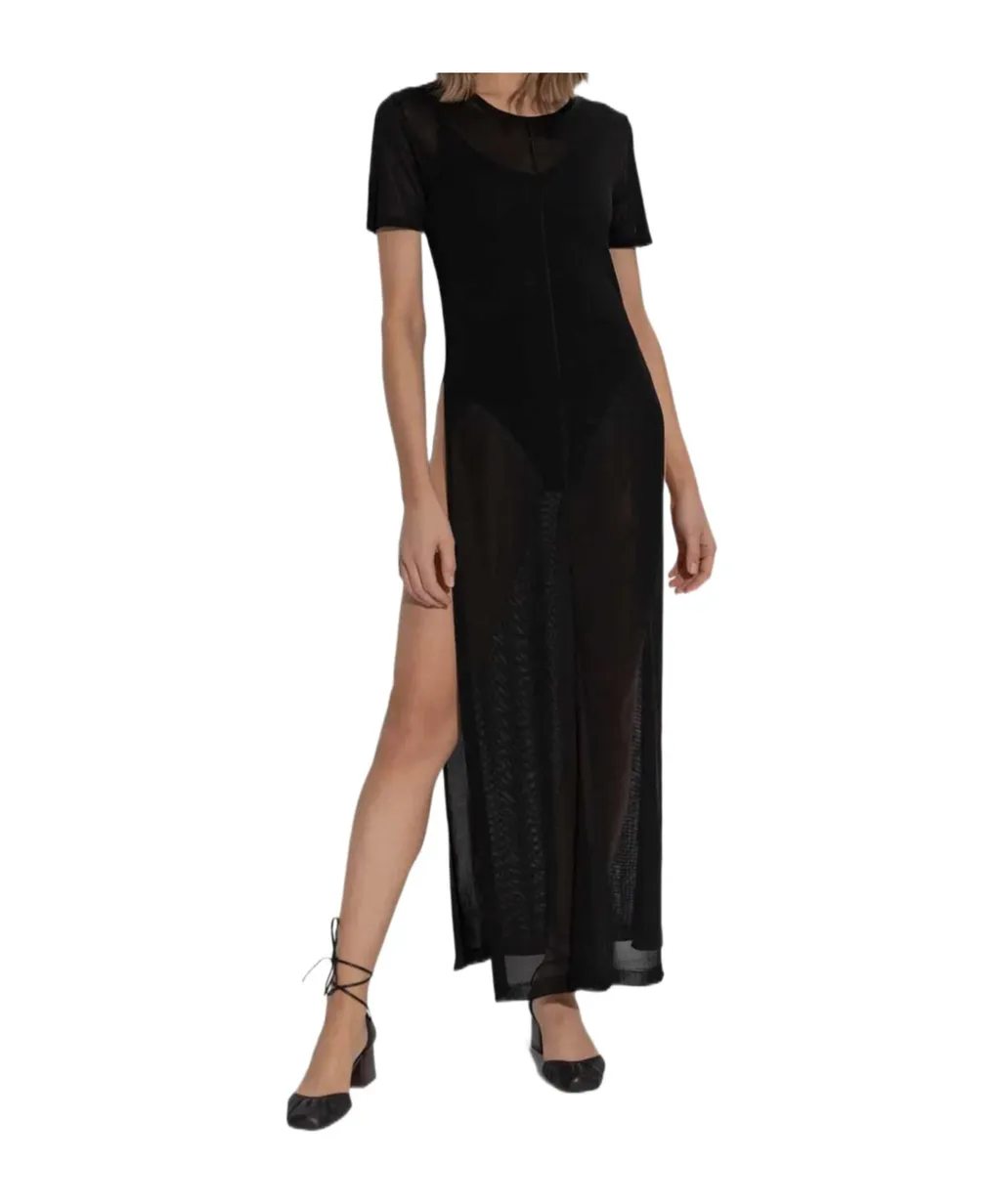 Round-Neck Side-Slit Maxi Dress