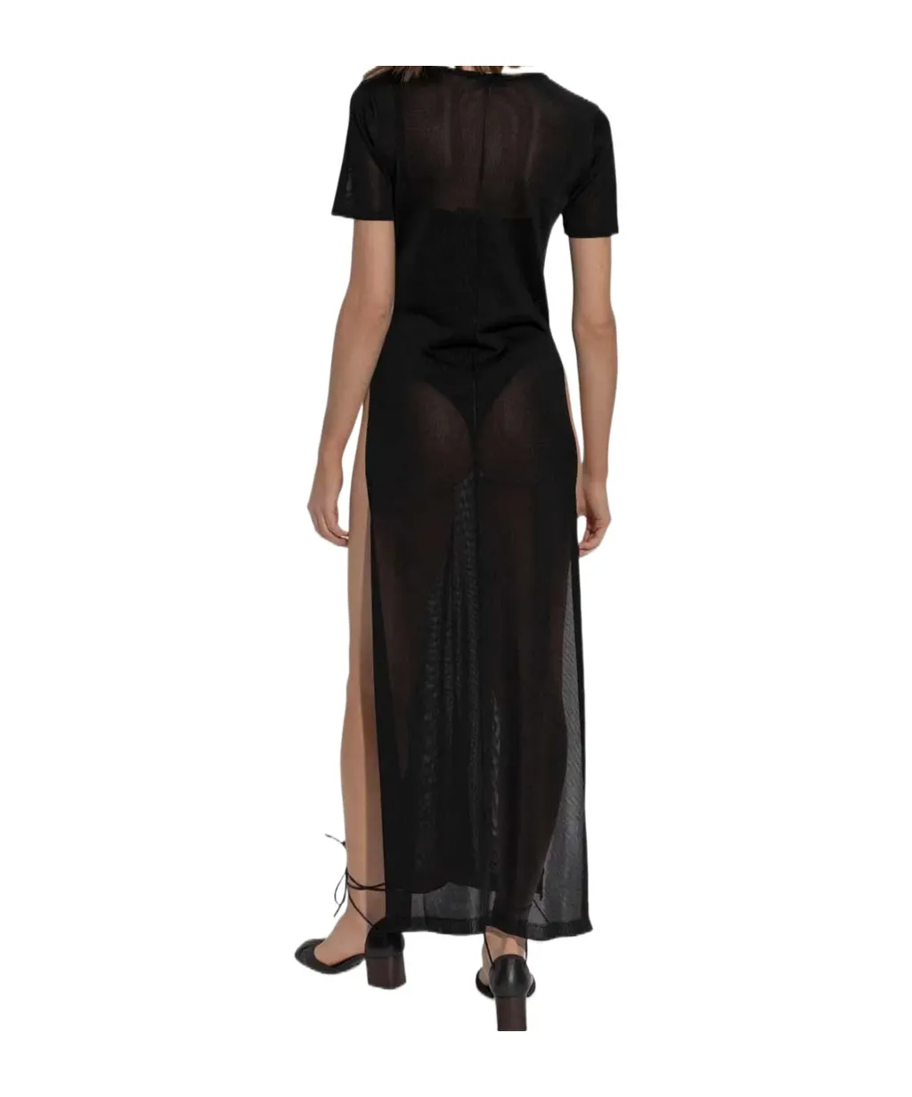 Round-Neck Side-Slit Maxi Dress
