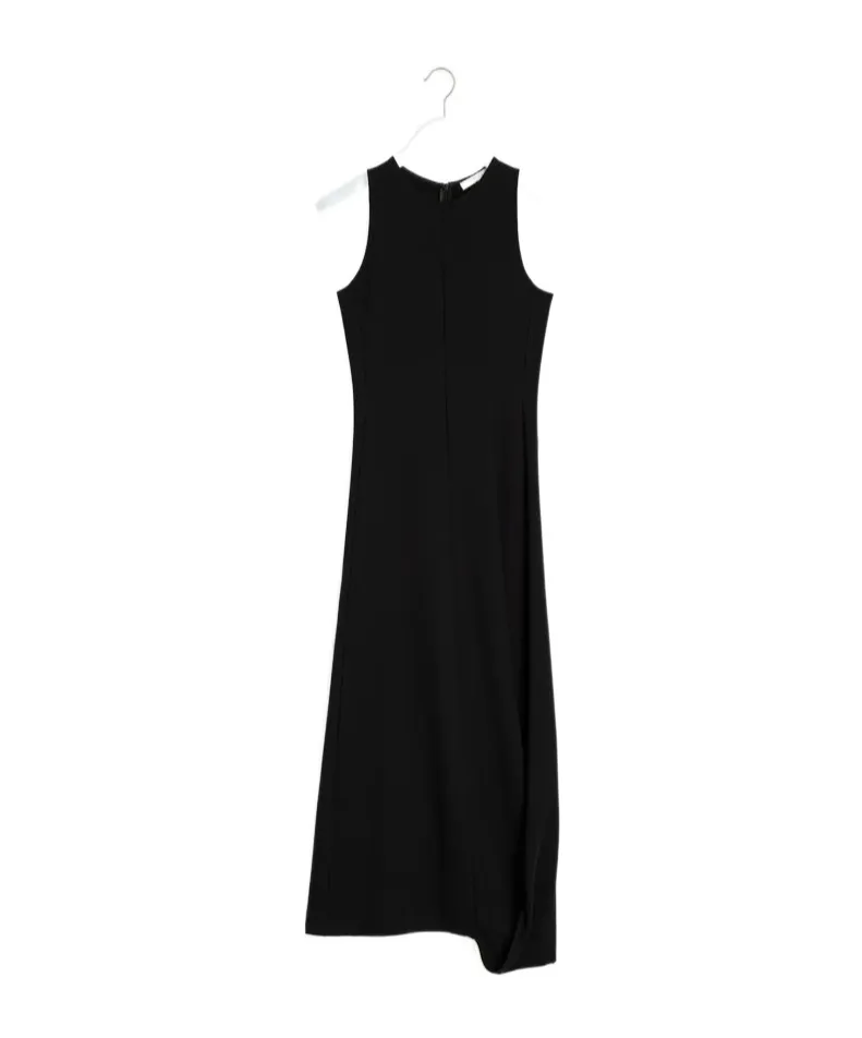 Twisted-Hem Sleeveless Midi Dress