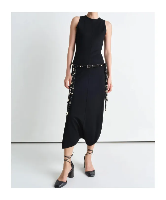 Twisted-Hem Sleeveless Midi Dress