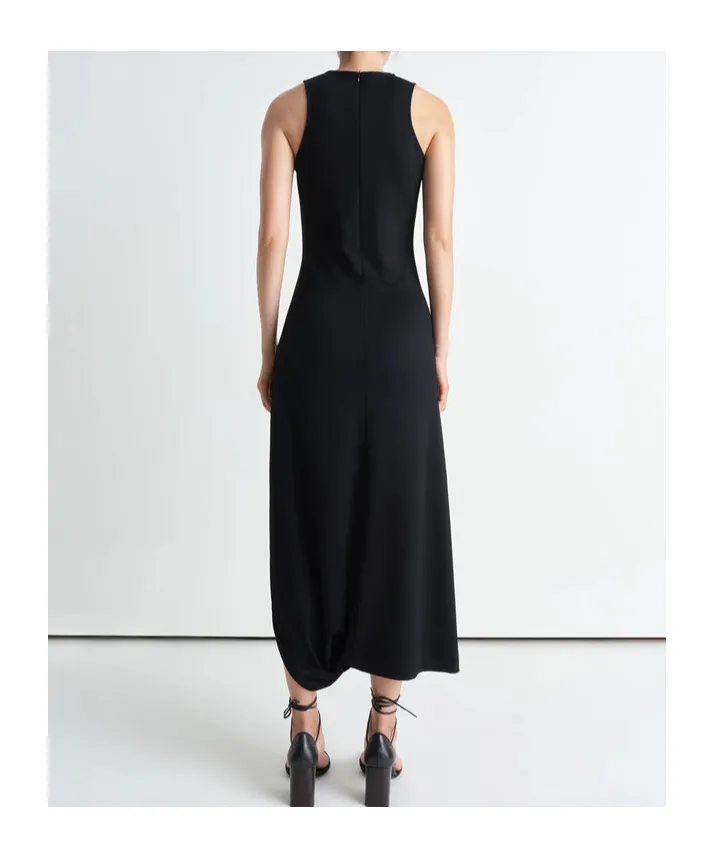 Twisted-Hem Sleeveless Midi Dress