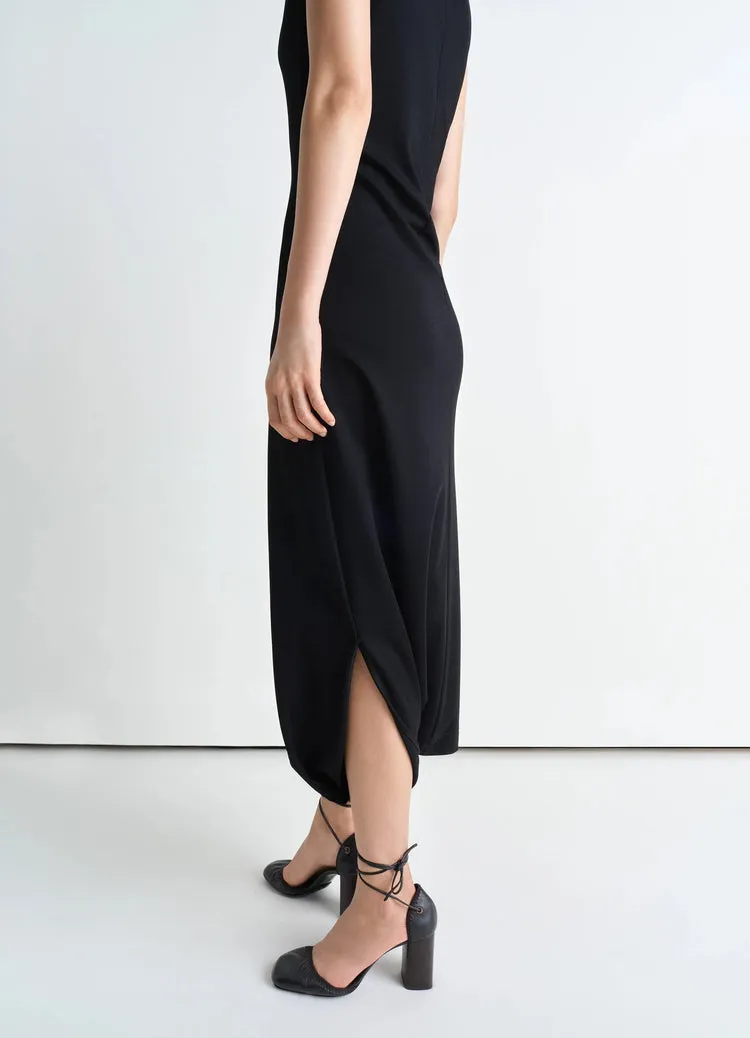 Twisted-Hem Sleeveless Midi Dress