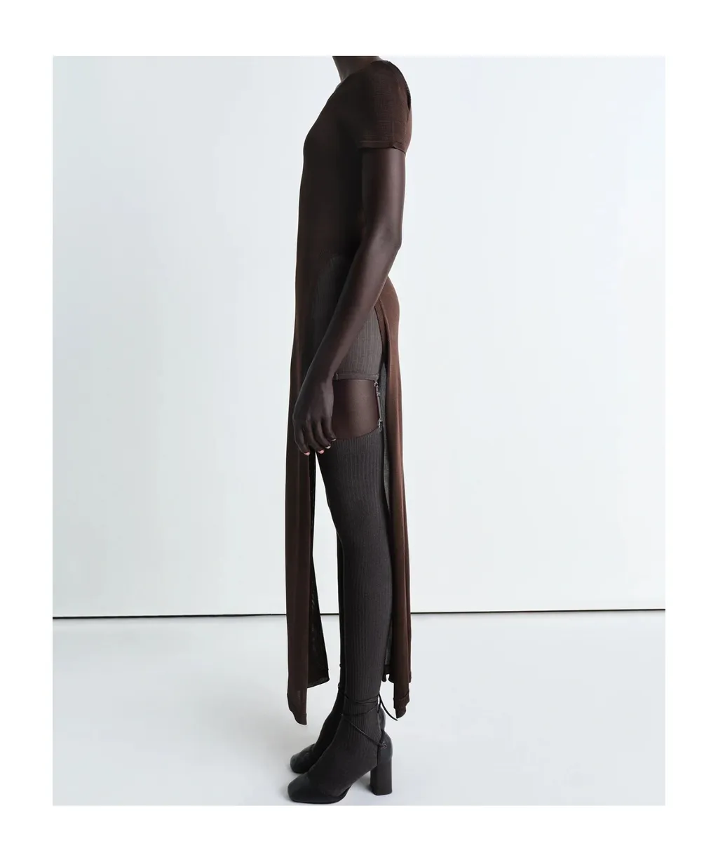 Crewneck Side-Slit Maxi Dress