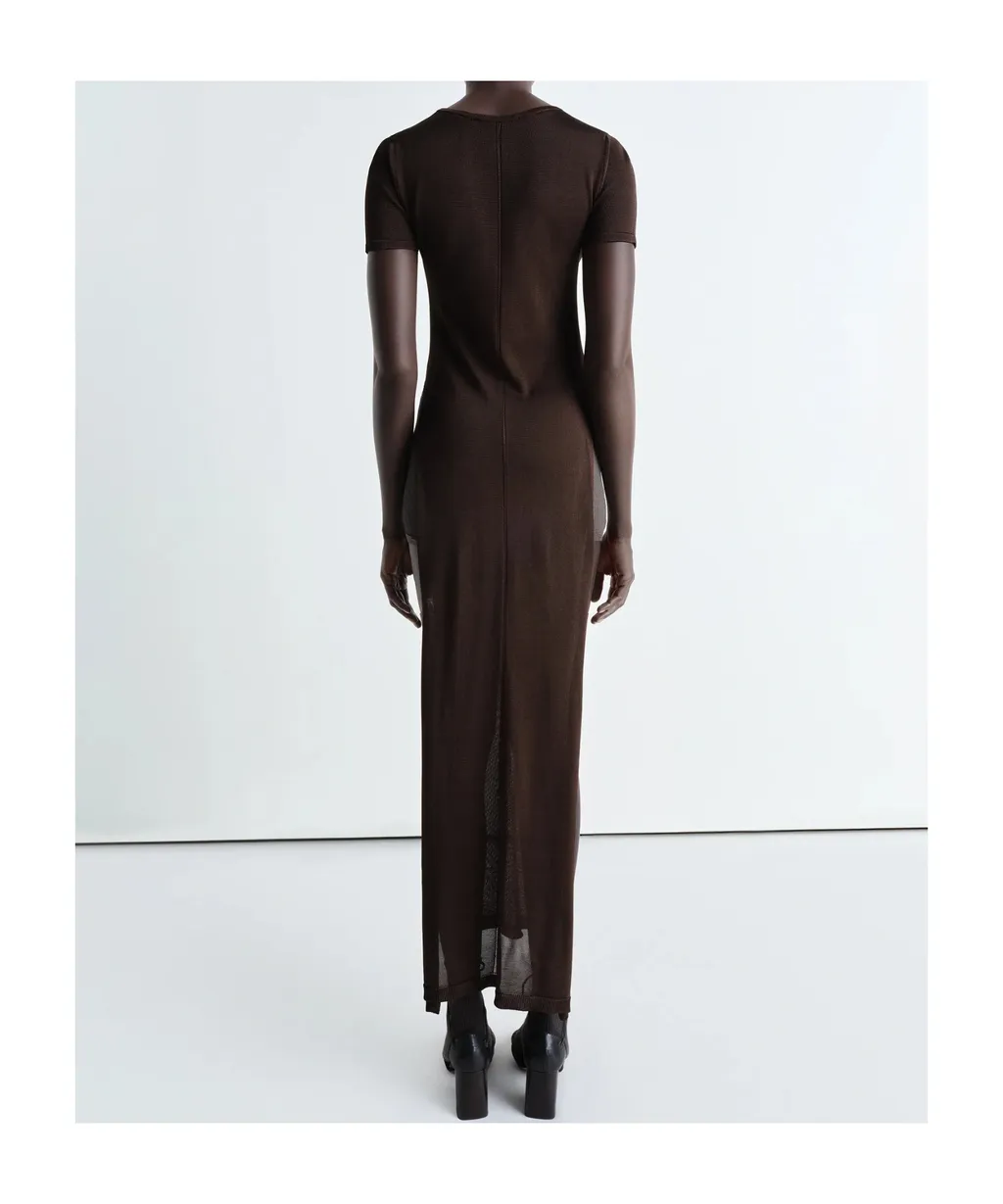 Crewneck Side-Slit Maxi Dress