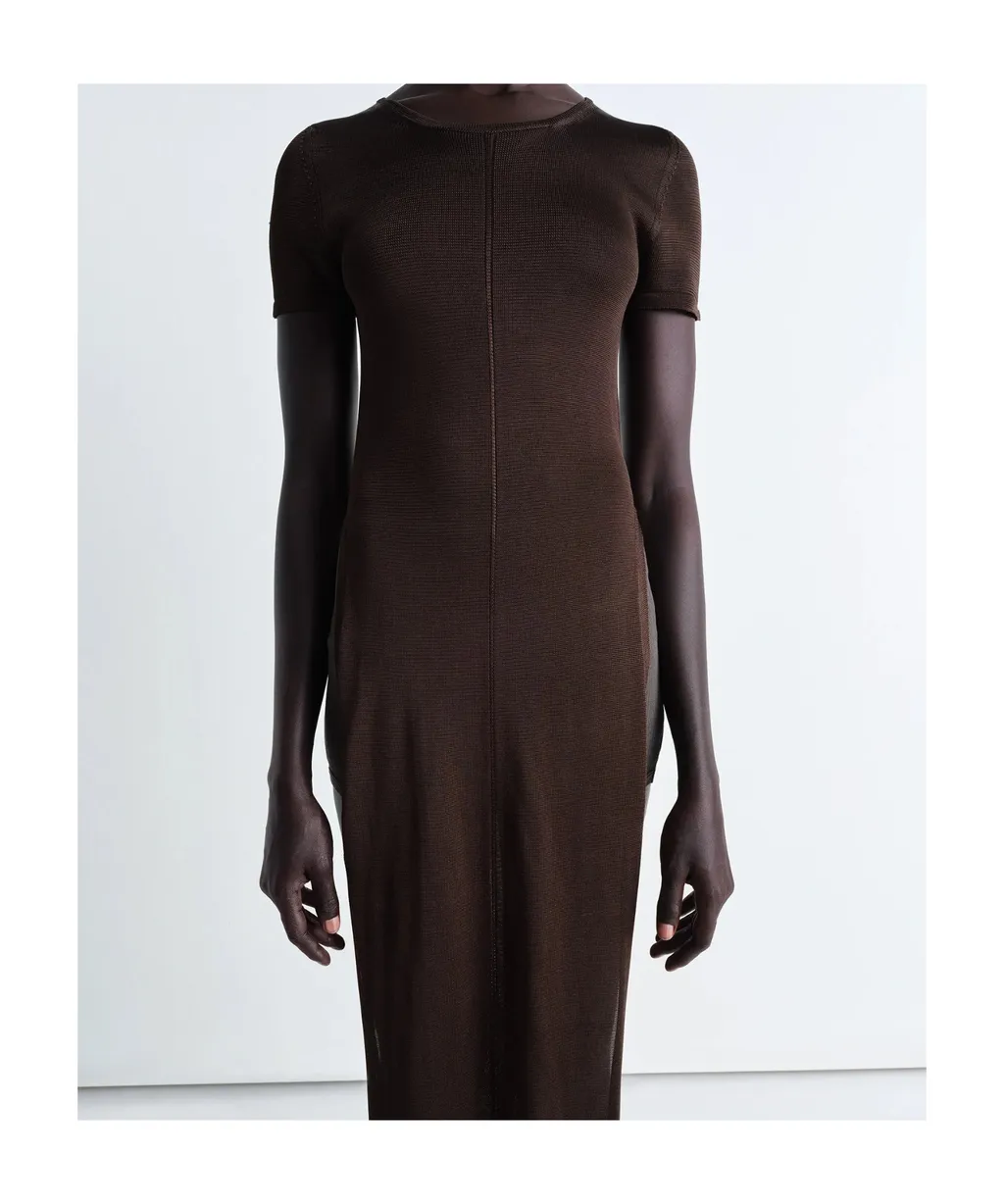 Crewneck Side-Slit Maxi Dress