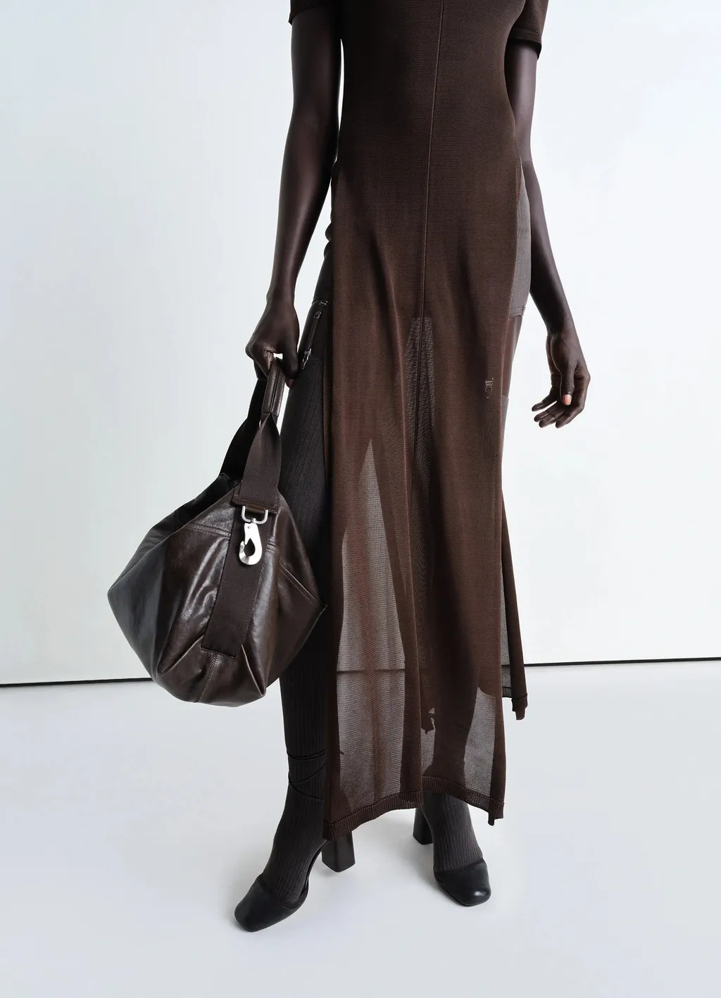 Crewneck Side-Slit Maxi Dress
