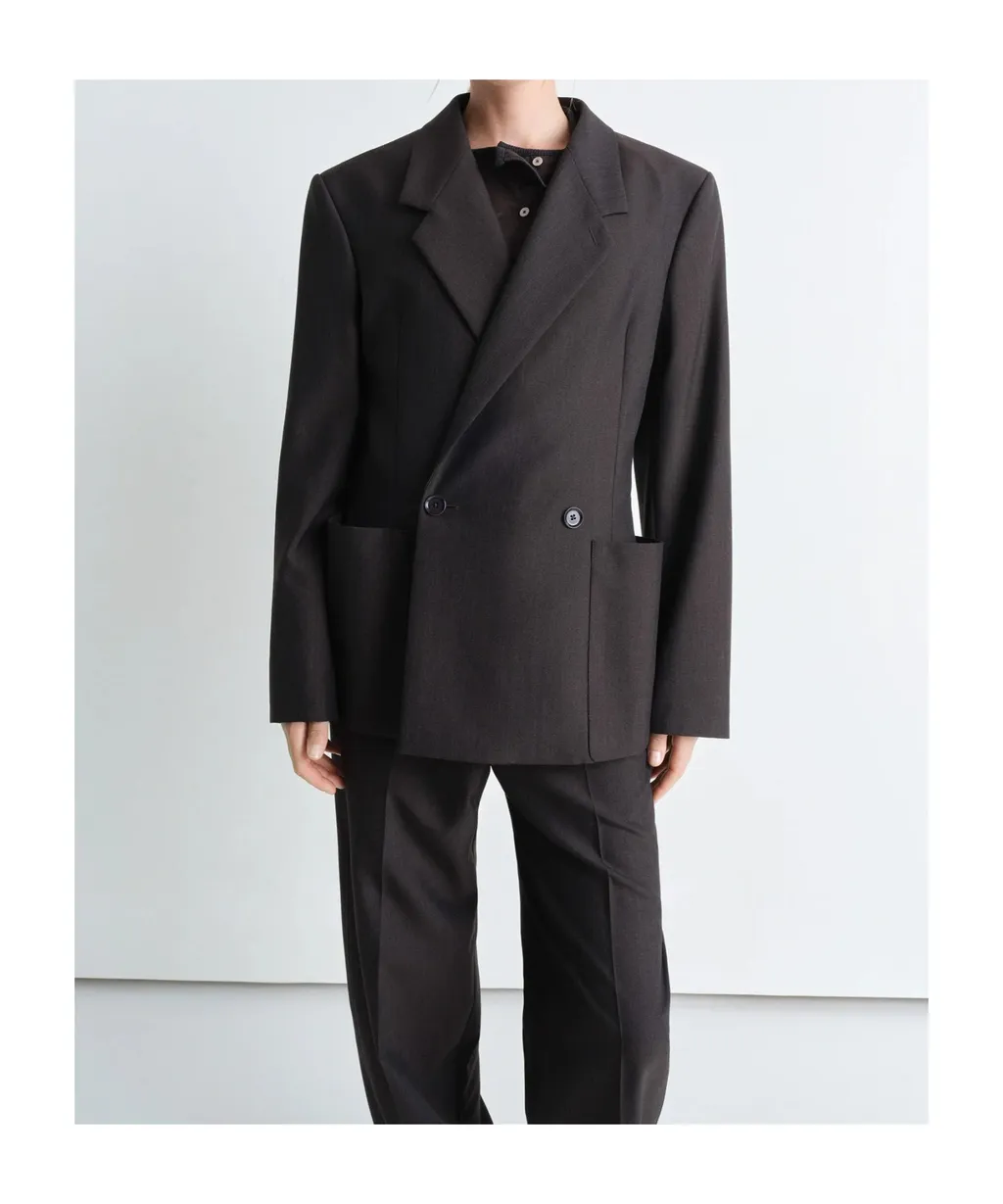 Long-Sleeved Double-Breasted Blazer