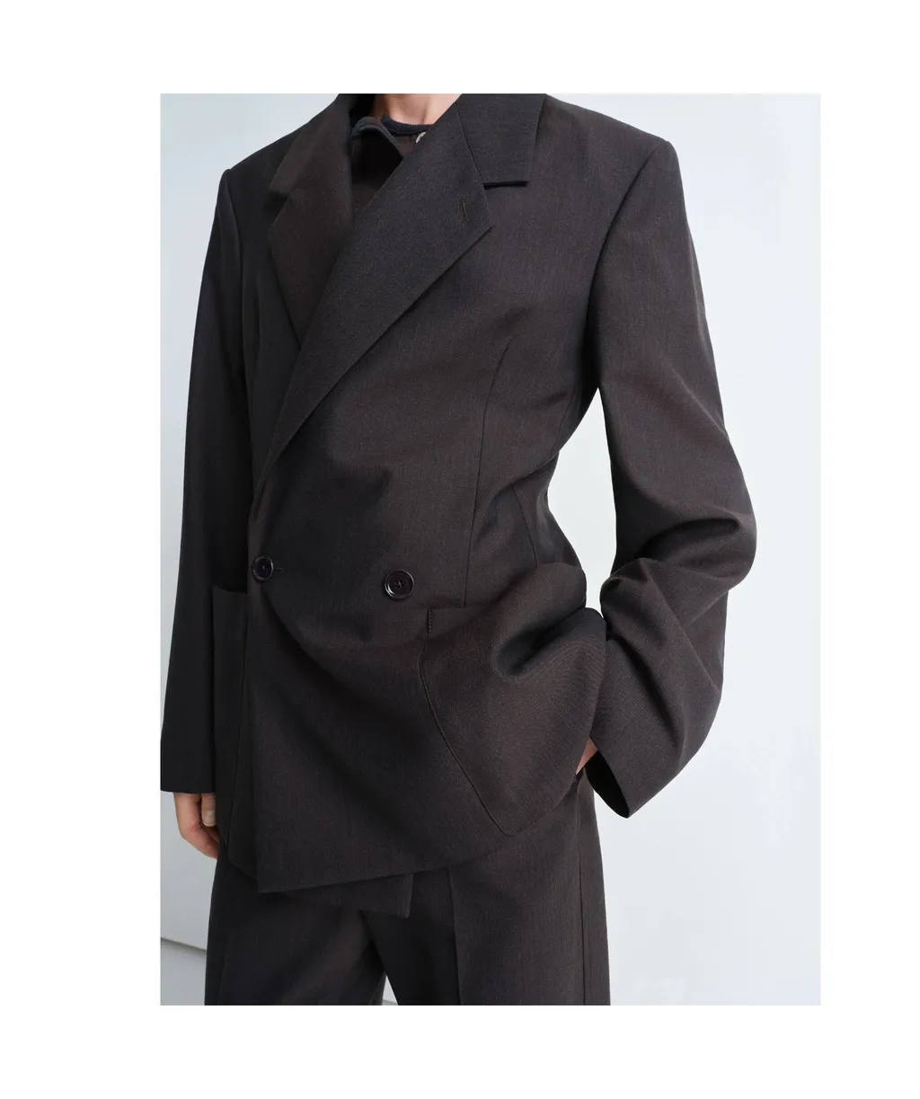 Long-Sleeved Double-Breasted Blazer
