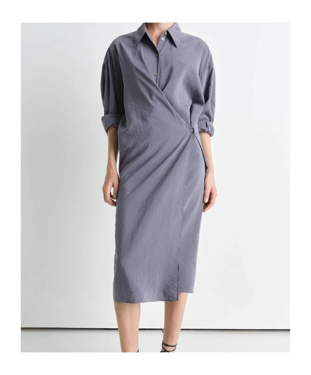 Straight Collar Twisted Dress