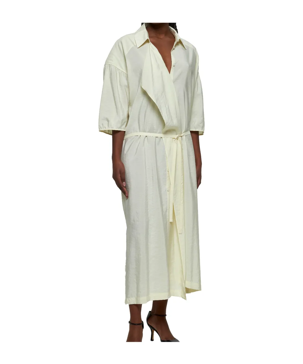 Gathered Asymmetric Midi Dress