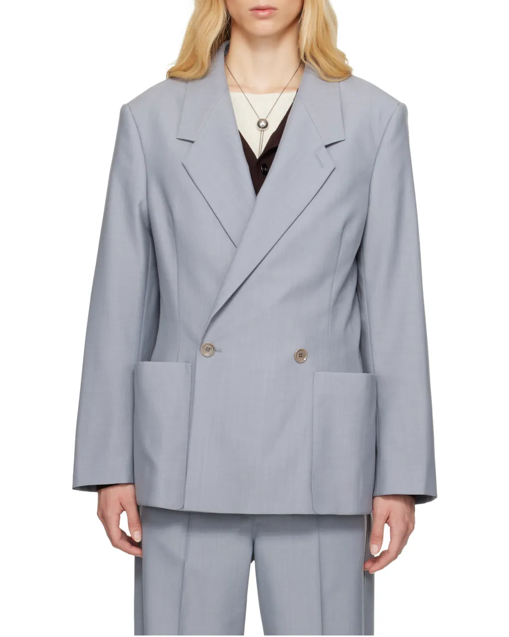 Long-Sleeved Double-Breasted Blazer