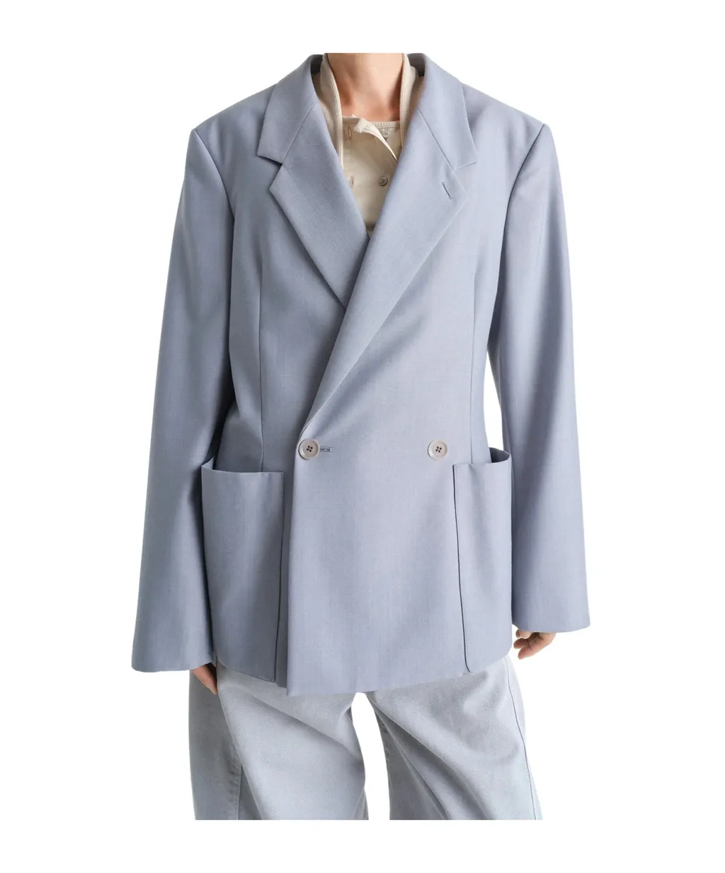 Long-Sleeved Double-Breasted Blazer
