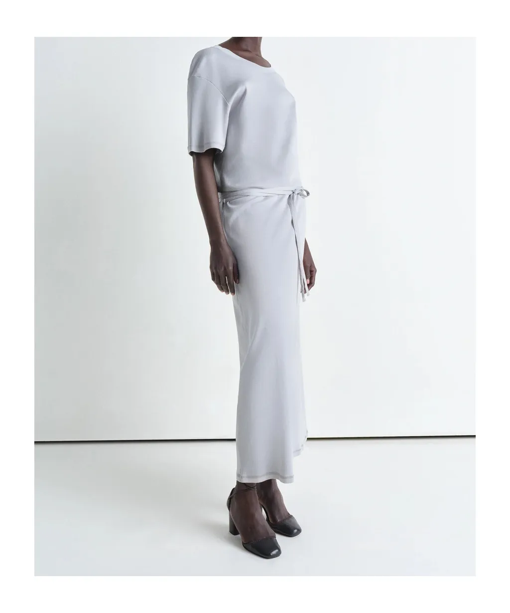 Belted Crewneck T-Shirt Dress