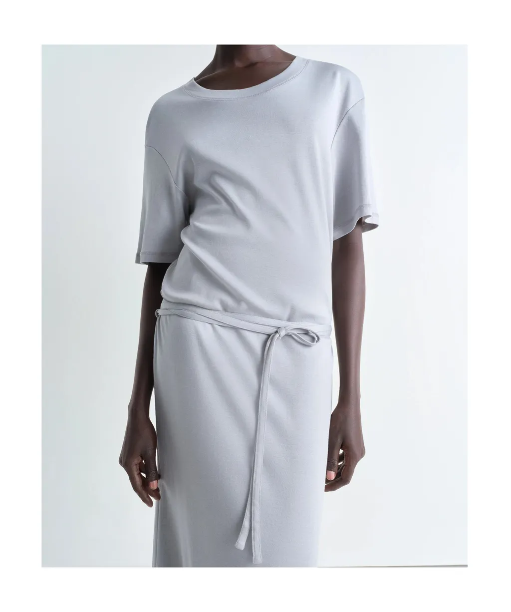 Belted Crewneck T-Shirt Dress