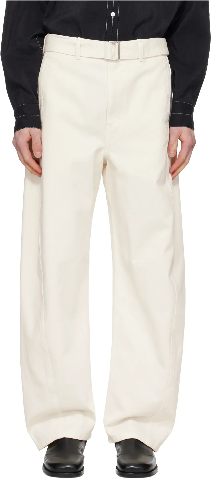 Twisted Belted Straight-Leg Trousers